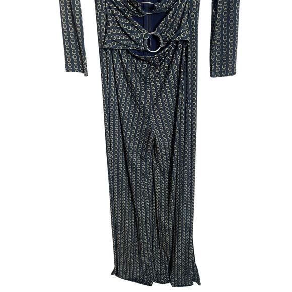 Jonathan Simkhai Chain Print Cutout Jumpsuit in Midnight Combo Womans 10 - Picture 4 of 9